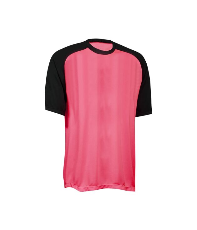Pink and black soccer jersey